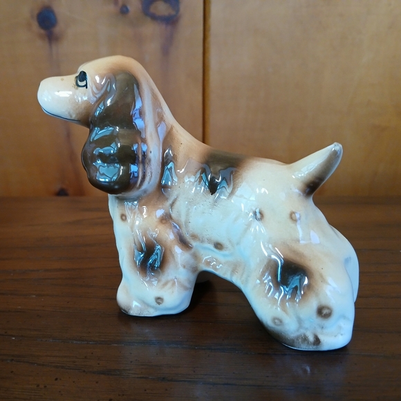 Vintage Glazed Ceramic Brown Cocker Spaniel Dog Figurine - Picture 2 of 11